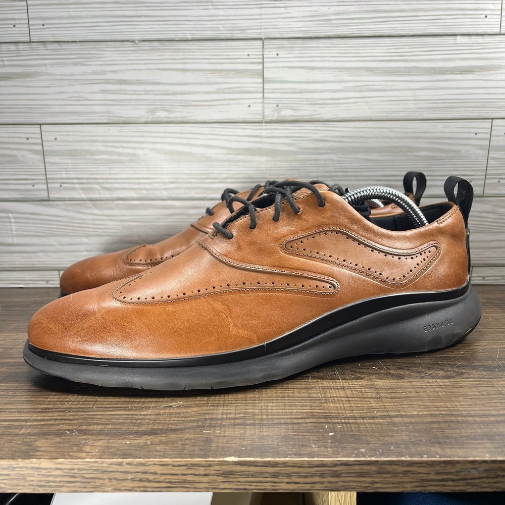 Cole Haan 3.ZeroGrand Wingtip Oxford Men's Brown Black Shoes - Men's 10.5 (M) - Picture 2 of 10